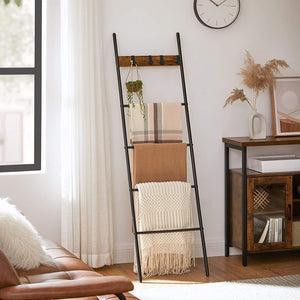 5-Tier Slanted Ladder Shelf with Hooks - Karrari