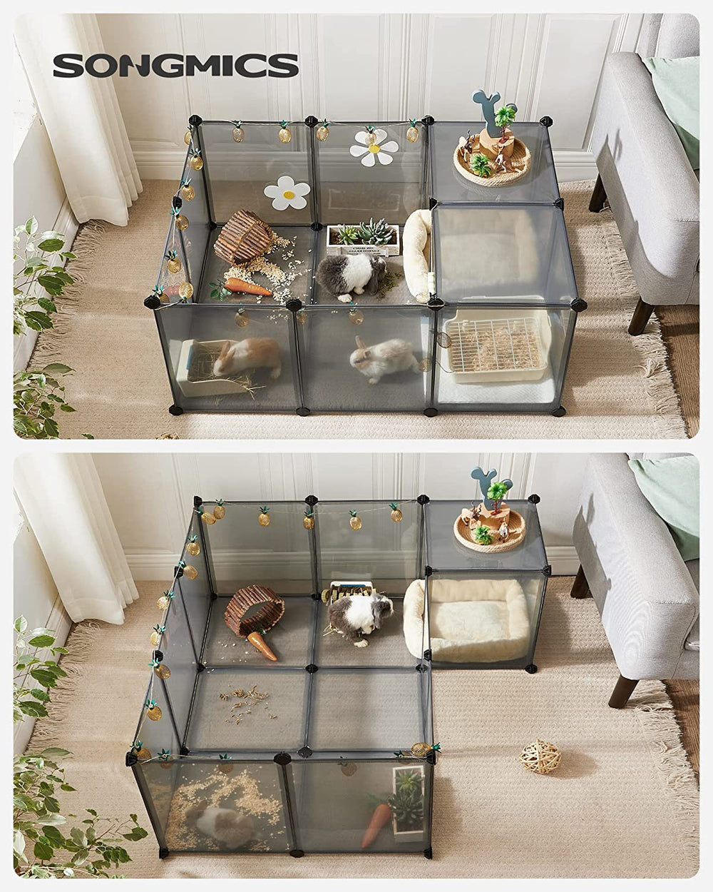 Plastic Panel Enclosure - Floor Tiles for Small Pets (Grey) - Karrari