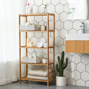 5-Tier Adjustable Bamboo Storage Shelf - Karrari