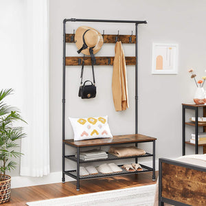 Coat Rack with Bench, Shoe Storage & 9 Hooks - Karrari