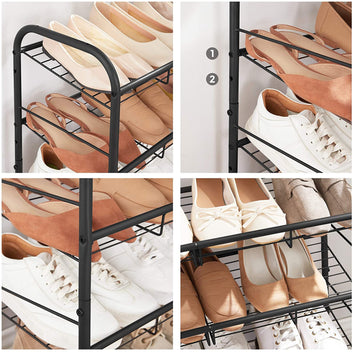 4-Tier Shoe Rack, Stackable Shoe Storage Organiser