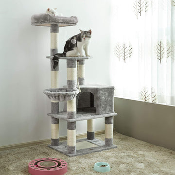 Stable Cat Tree, Play Tower 138 cm, Light Grey