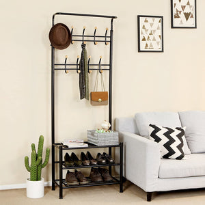 Hall Tree Coat Rack & Shoe Storage - Karrari