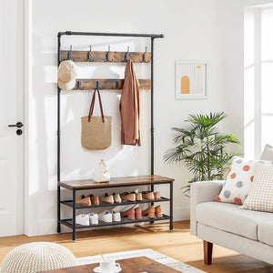 Coat Rack with Bench, Shoe Storage & 9 Hooks - Karrari