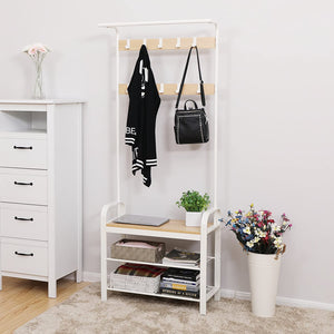 4-in-1 Coat Rack, Shoe Bench & Hooks - Karrari