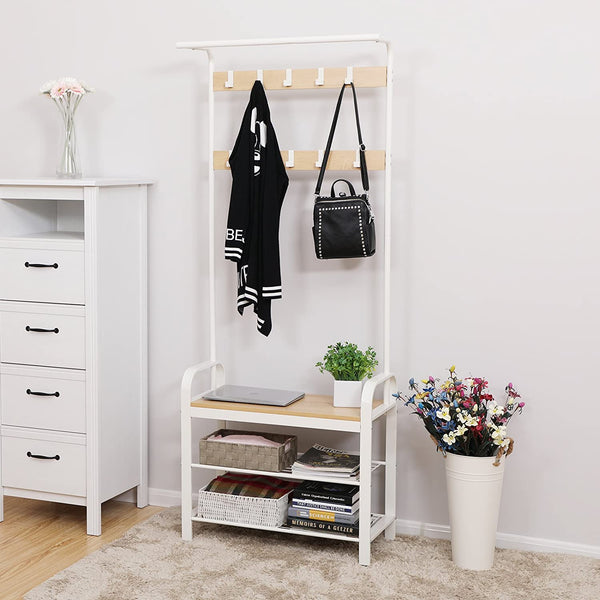 4-in-1 Coat Rack, Shoe Bench & Hooks - Karrari