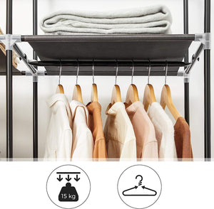 Folding Fabric Wardrobe Closet with Rails - Black - Karrari
