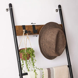 5-Tier Slanted Ladder Shelf with Hooks - Karrari