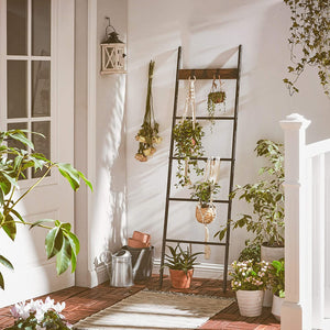 5-Tier Slanted Ladder Shelf with Hooks - Karrari