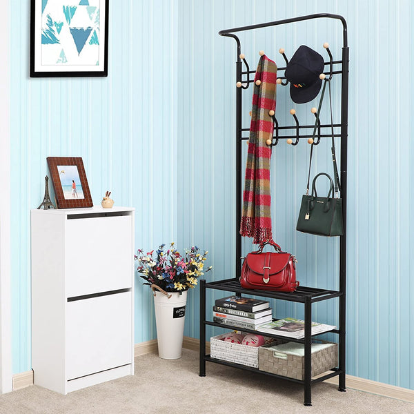Hall Tree Coat Rack & Shoe Storage - Karrari