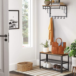 Industrial Shoe Bench with 2 Shelves (Steel Frame) - Karrari