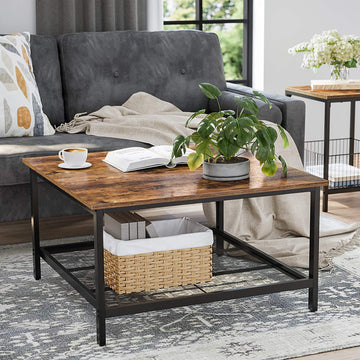 Coffee Table, Square Cocktail Table with Spacious Table Top