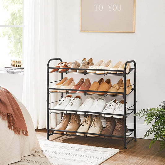 4-Tier Shoe Rack, Stackable Shoe Storage Organiser