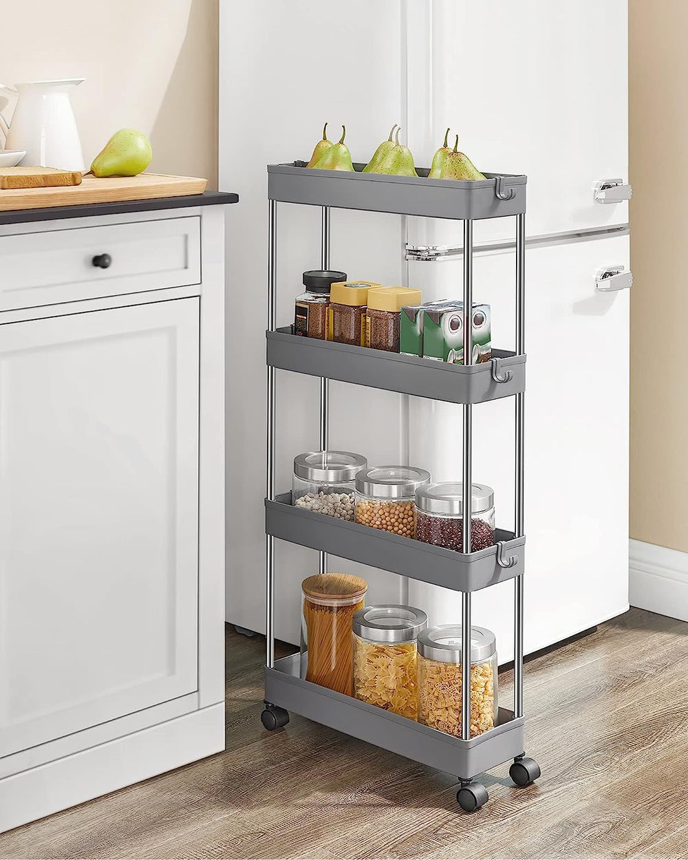 4-Tier Dove Grey Storage Trolley - Karrari