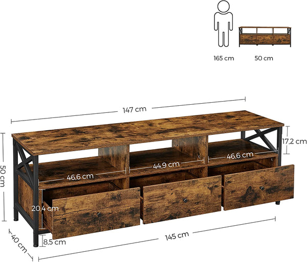 Industrial TV Stand with Drawers & Shelves - Karrari