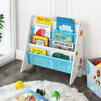 Kids’ Bookcase, Book Storage Shelf Organiser, with Anti-Tip Kit, for Children's Room, Playroom, Daycare, School