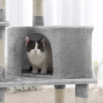 Stable Cat Tree, Play Tower 138 cm, Light Grey