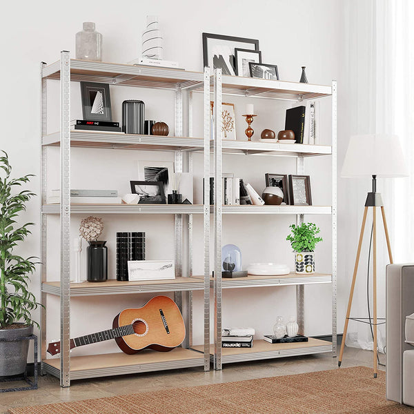 Set of 2 Heavy-Duty 5-Tier Steel Shelving Units (40x90x180cm) - Karrari
