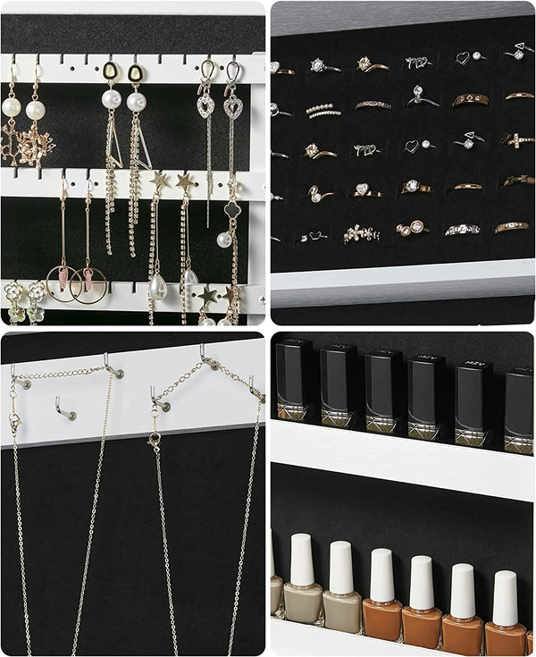 Lockable Wall-Mounted Jewellery Cabinet with Mirror - Karrari