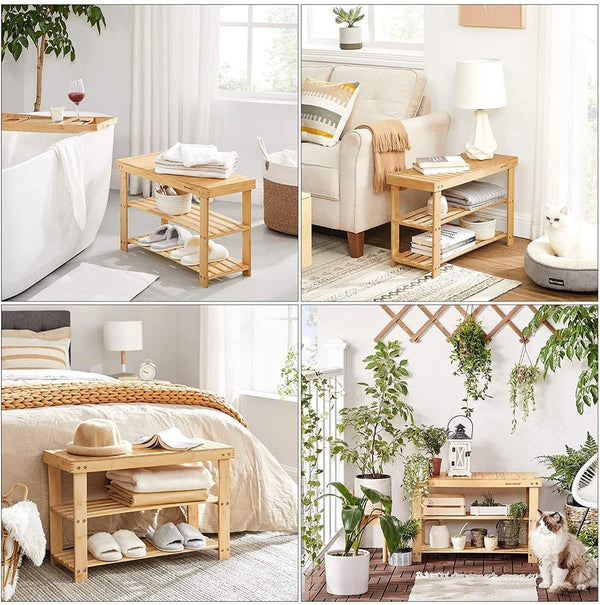 3-Tier Shoe Organizer Bench – Bamboo - Karrari