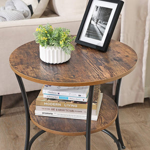 Round Side Table with 2 Shelves - Karrari