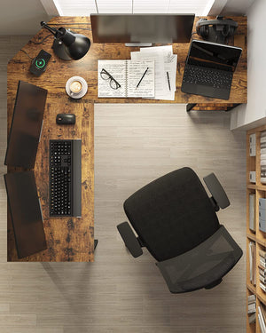 L-Shaped Corner Desk with Storage Shelves - Karrari