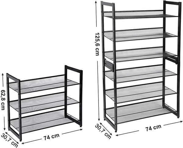 3-Tier Stackable Metal Shoe Rack - Adjustable Shelves - Karrari