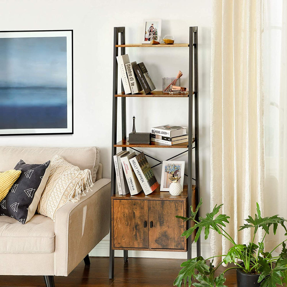 4-Tier Ladder Shelf with Cabinet - Karrari