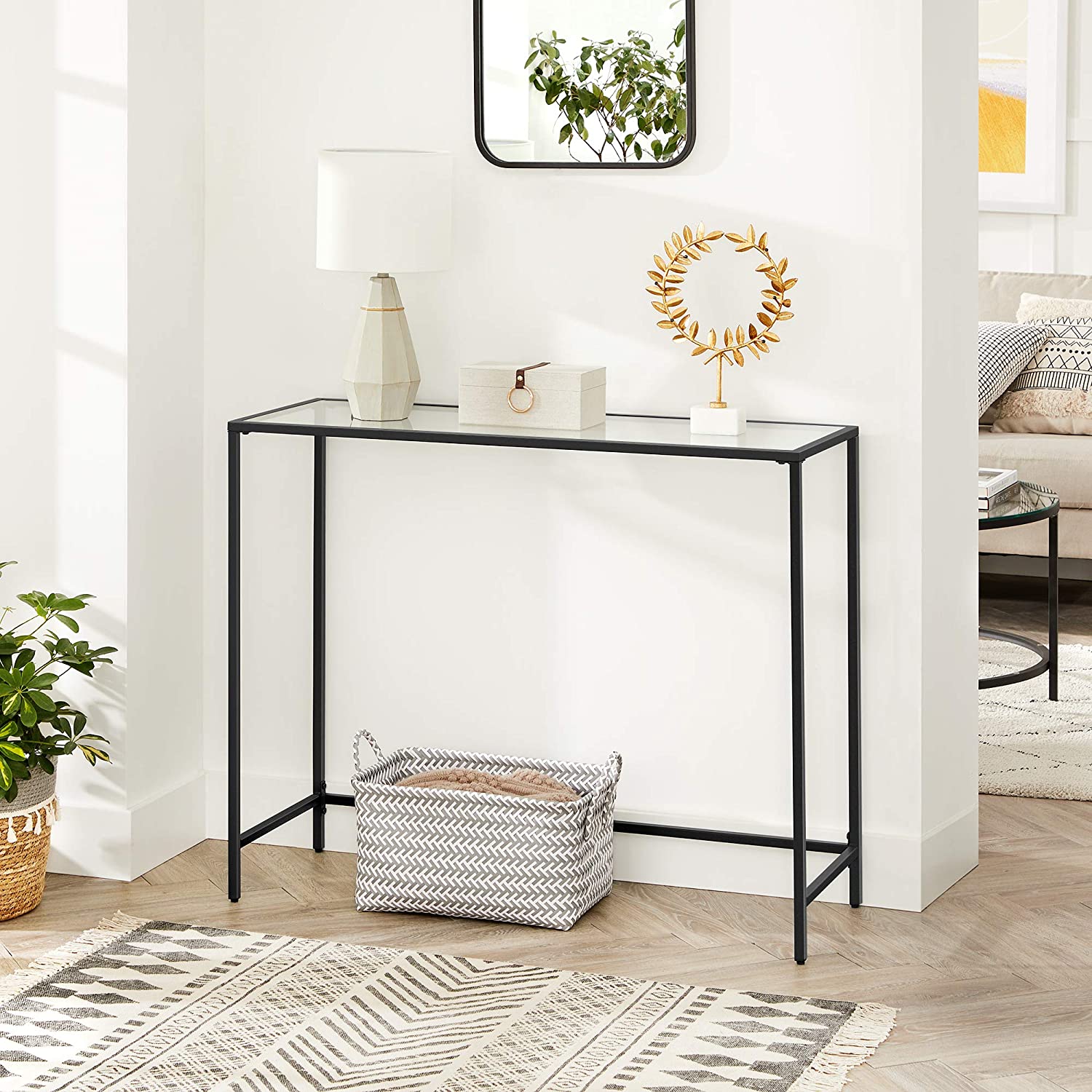 Console Table Tempered Glass Modern Sofa Table