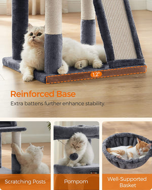 Smoky Grey Cat Tree Tower with Widened Perch - Karrari