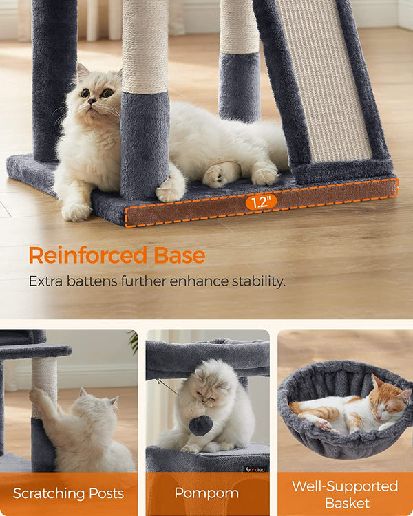 Smoky Grey Cat Tree Tower with Widened Perch - Karrari
