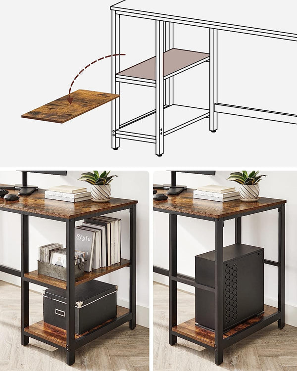Computer Desk with 2 Reversible Shelves - Karrari