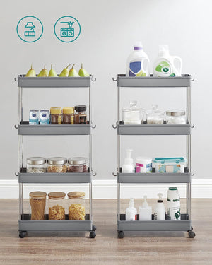 4-Tier Dove Grey Storage Trolley - Karrari