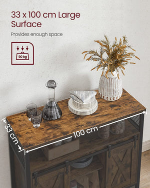 Sideboard with 2 Sliding Barn Doors - Karrari