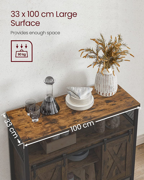 Sideboard with 2 Sliding Barn Doors - Karrari