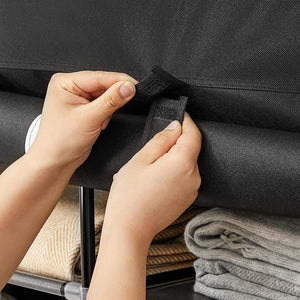 Folding Fabric Wardrobe Closet with Rails - Black - Karrari