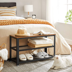 Industrial Shoe Bench with 2 Shelves (Steel Frame) - Karrari
