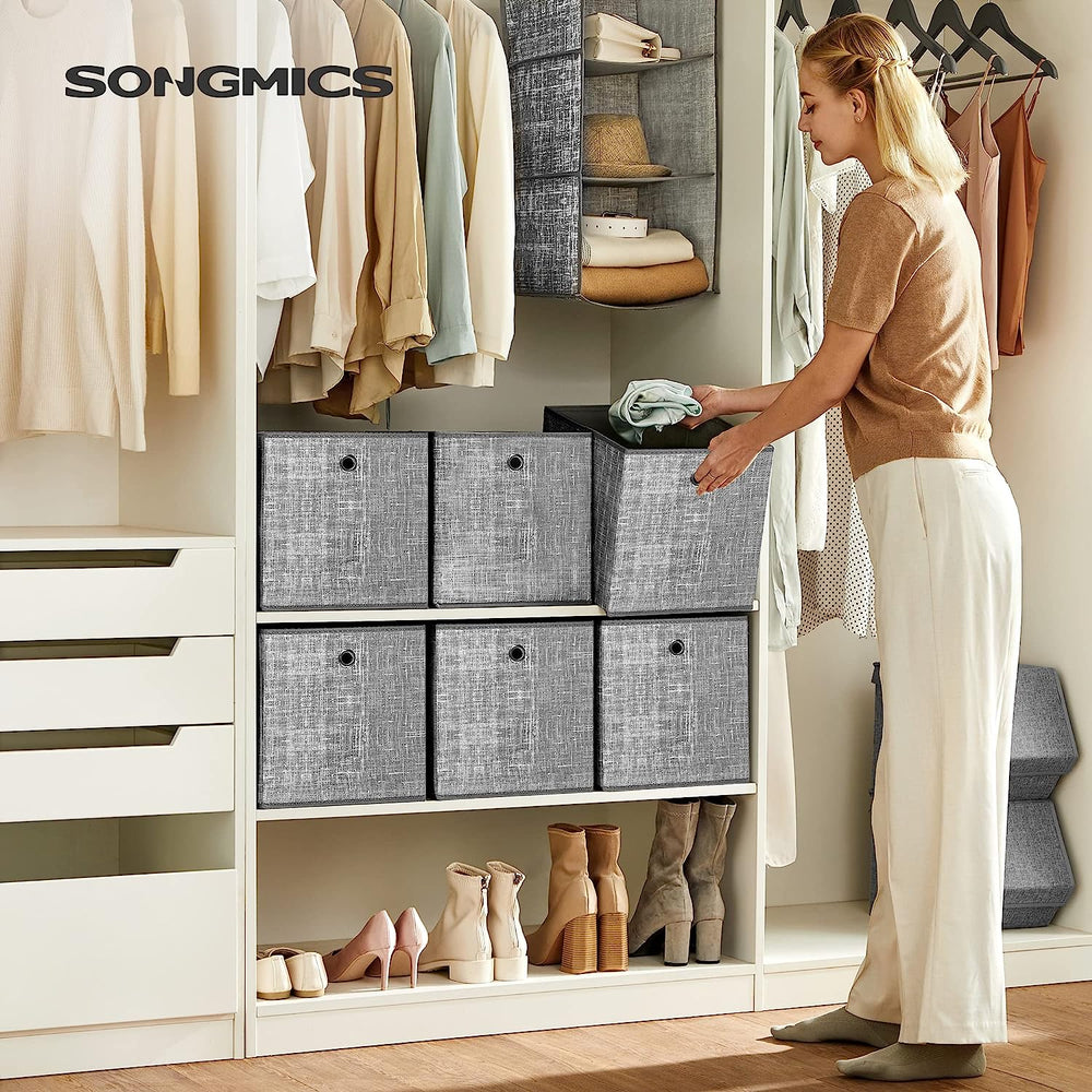 Set of 6 Grey Foldable Fabric Storage Boxes - Karrari