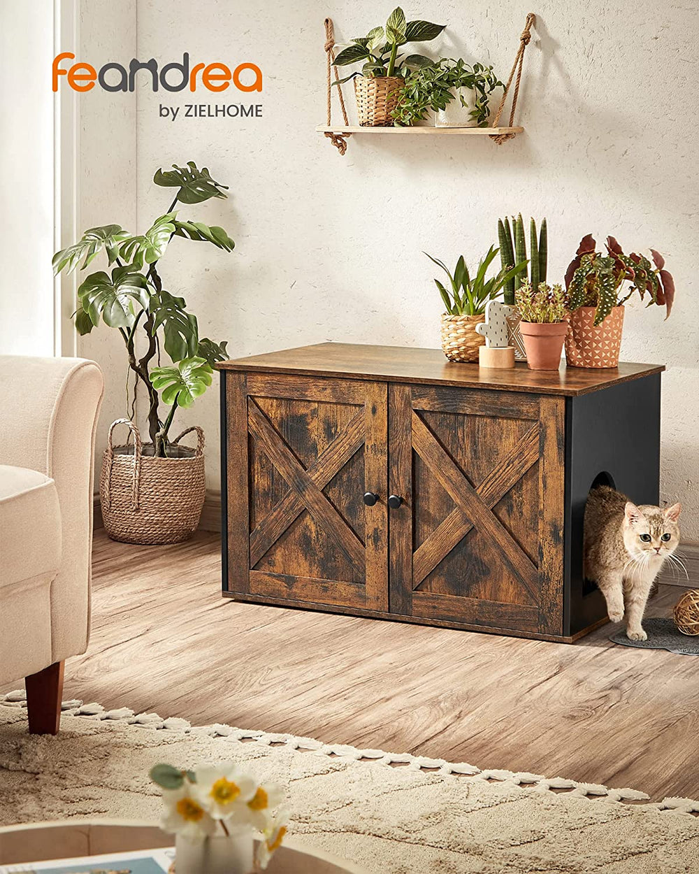 Vintage Cat Litter Tray Cabinet - Doors (Easy Assembly) - Karrari
