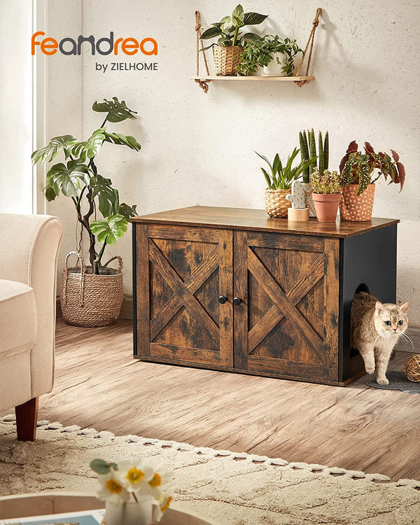 Vintage Cat Litter Tray Cabinet - Doors (Easy Assembly) - Karrari