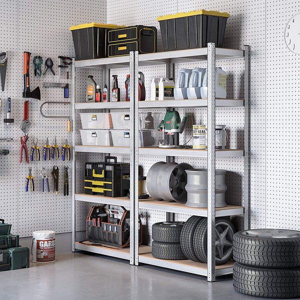 Set of 2 Heavy-Duty 5-Tier Steel Shelving Units (40x90x180cm) - Karrari