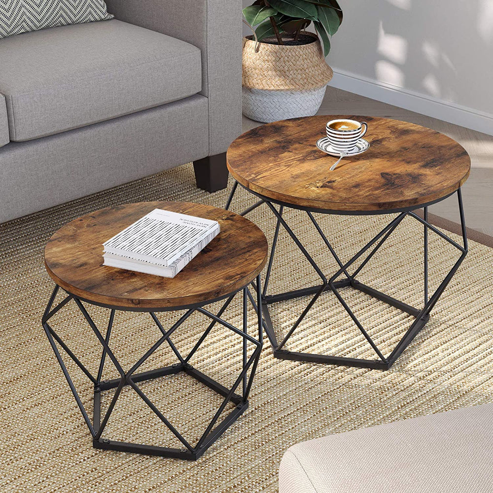 2-Piece Round Coffee Tables with Removable Tops - Karrari