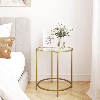 Round, Tempered Glass Side Table