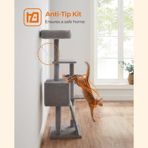 Light Grey Cat Tree Condo - Scratching Ramp - Karrari
