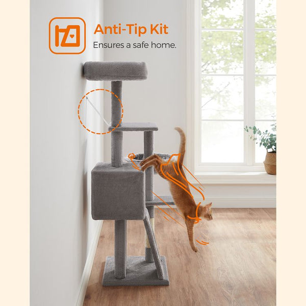 Light Grey Cat Tree Condo - Scratching Ramp - Karrari