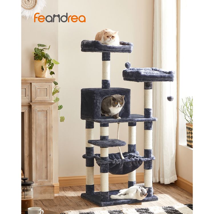 56.3 inches Multi-Level Cat Tree with Hammock, Cat Tower for Large Cats