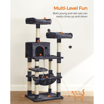 56.3 inches Multi-Level Cat Tree with Hammock, Cat Tower for Large Cats
