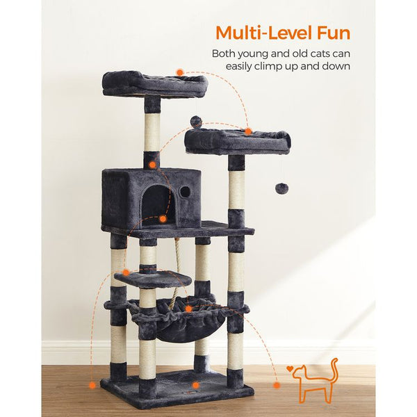 56.3-Inch Cat Tree Tower - Scratching Posts & Hammock - Karrari
