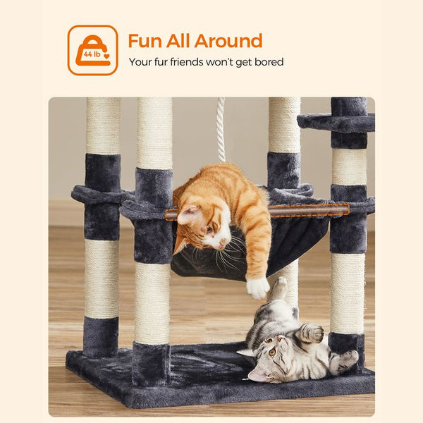 56.3-Inch Cat Tree Tower - Scratching Posts & Hammock - Karrari