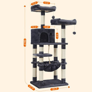 56.3-Inch Cat Tree Tower - Scratching Posts & Hammock - Karrari